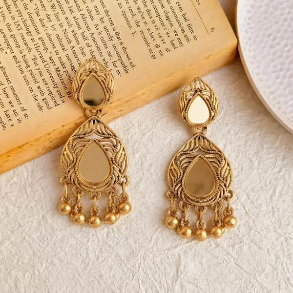 The99jewel_Traditional_Antique_Gold_Plated_Mirror_Stone_Earrings_For_Women_Gold