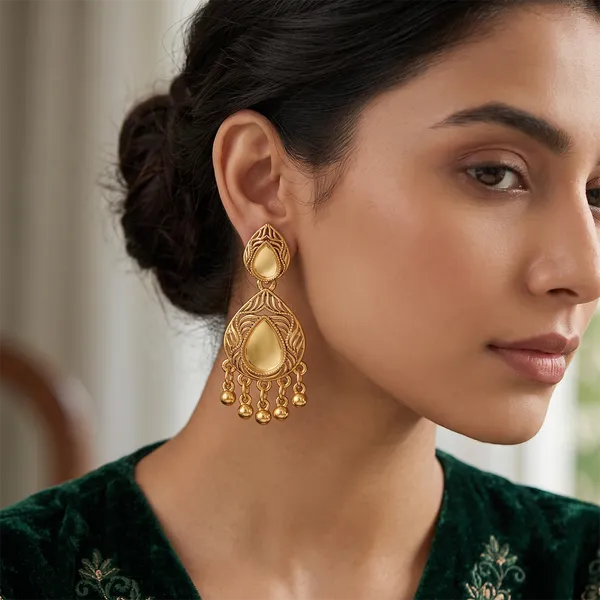 The99jewel_Traditional_Antique_Gold_Plated_Mirror_Stone_Earrings_For_Women_Gold