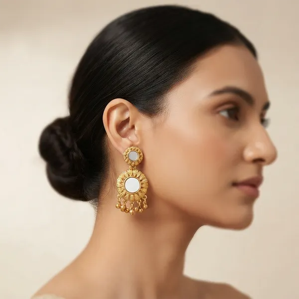 The99jewel_Traditional_Antique_Gold_Plated_Mirror_Stone_Earrings_For_Women_Gold