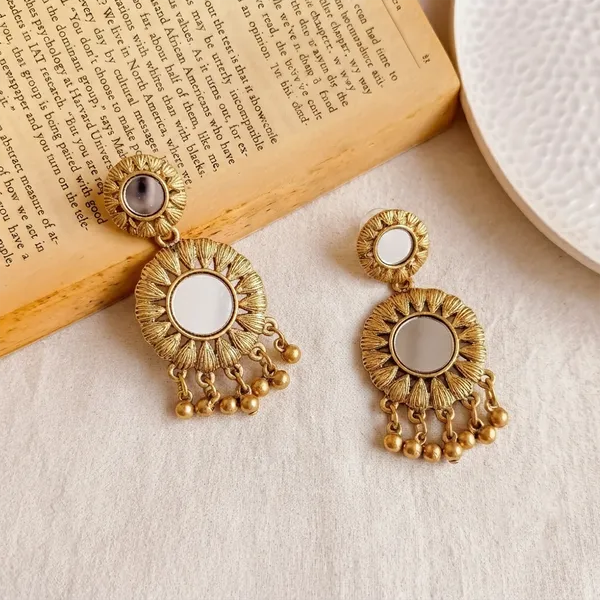 The99jewel_Traditional_Antique_Gold_Plated_Mirror_Stone_Earrings_For_Women_Gold