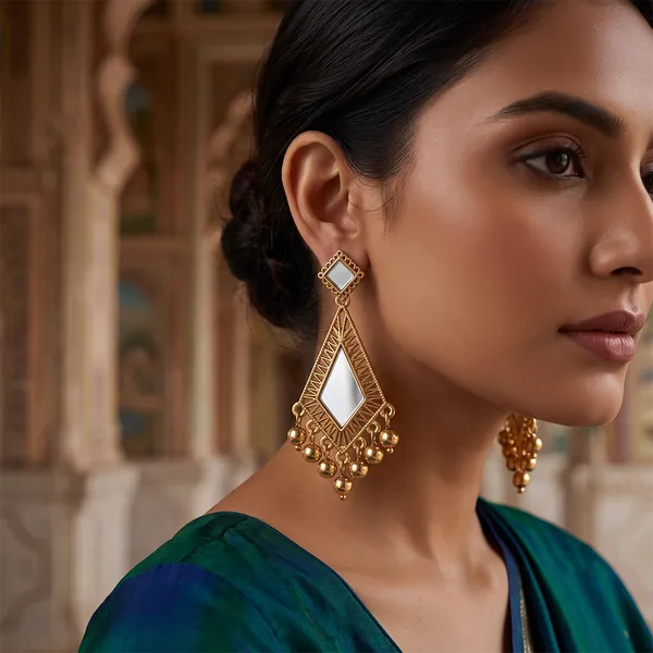 The99jewel_Traditional_Antique_Gold_Plated_Mirror_Stone_Earrings_For_Women_Gold