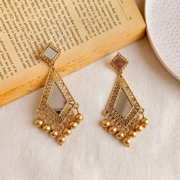 The99jewel_Traditional_Antique_Gold_Plated_Mirror_Stone_Earrings_For_Women_Gold