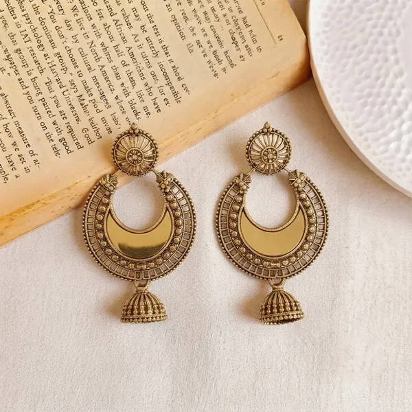 The99jewel_Traditional_Antique_Gold_Plated_Mirror_Stone_Jhumki_Earrings_For_Women_Gold