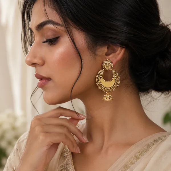 The99jewel_Traditional_Antique_Gold_Plated_Mirror_Stone_Jhumki_Earrings_For_Women_Gold
