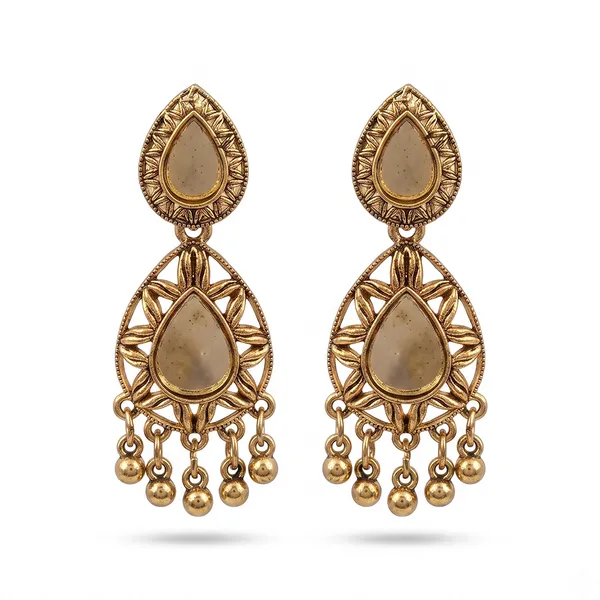The99jewel_Traditional_Antique_Gold_Plated_Mirror_Stone_Earrings_For_Women_Gold