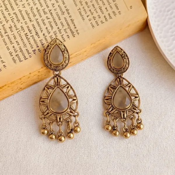 The99jewel_Traditional_Antique_Gold_Plated_Mirror_Stone_Earrings_For_Women_Gold