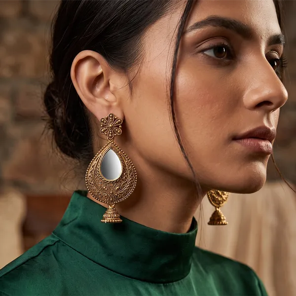 The99jewel_Traditional_Antique_Gold_Plated_Mirror_Stone_Jhumki_Earrings_For_Women_Gold