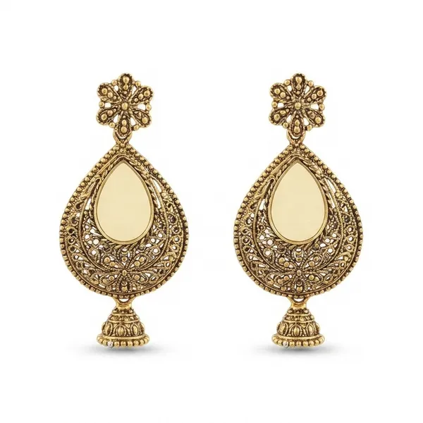 The99jewel_Traditional_Antique_Gold_Plated_Mirror_Stone_Jhumki_Earrings_For_Women_Gold