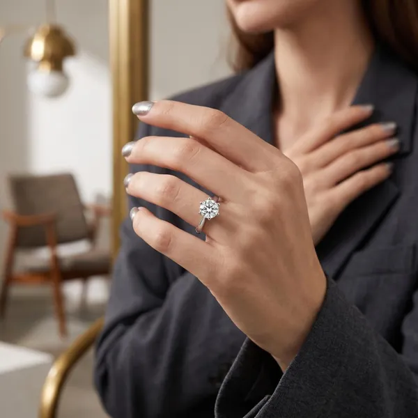 The99jewel_Silver_Plated_Cz_Solitaire_Adjustable_Ring_With_Box_Silver