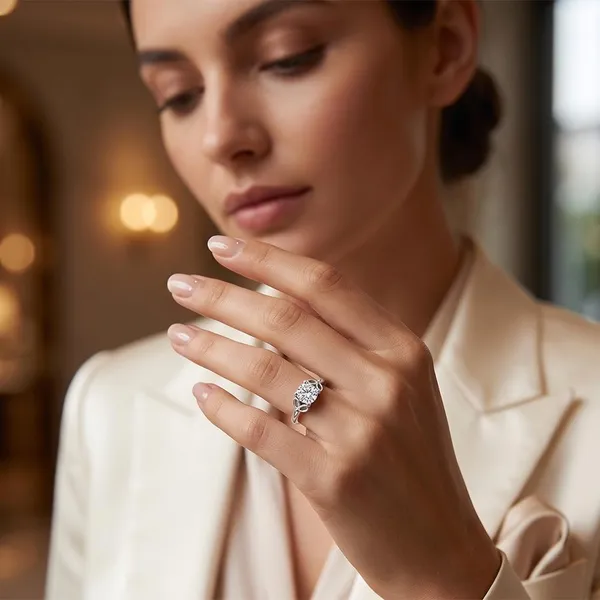 The99jewel_Silver_Plated_Cz_Solitaire_Adjustable_Ring_With_Box_Silver