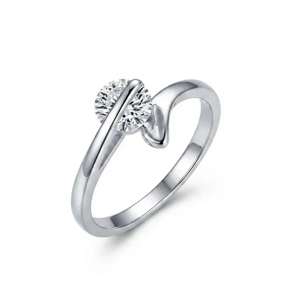 The99jewel_Silver_Plated_Cz_Solitaire_Adjustable_Ring_With_Box_Silver