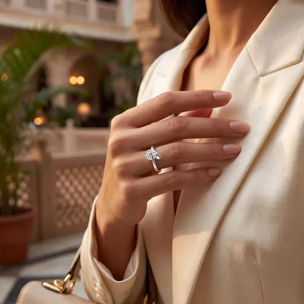 The99jewel_Silver_Plated_Cz_Solitaire_Adjustable_Ring_With_Box_Silver