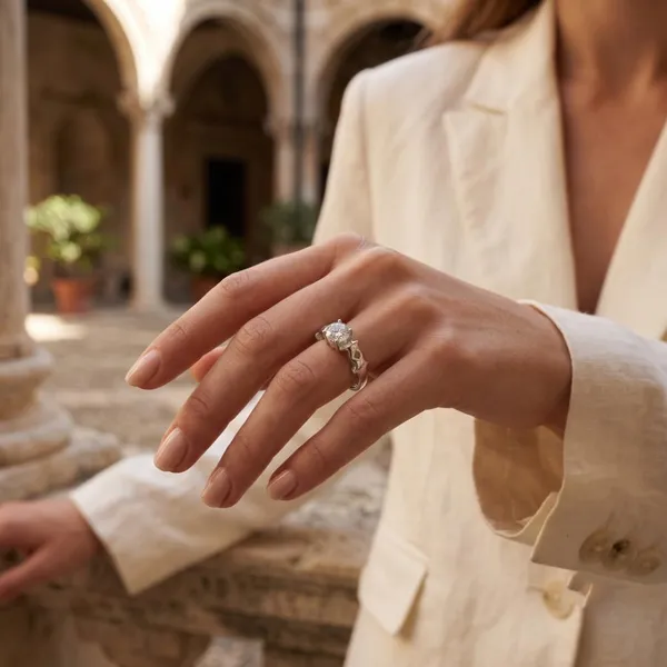 The99jewel_Silver_Plated_Cz_Solitaire_Adjustable_Ring_With_Box_Silver