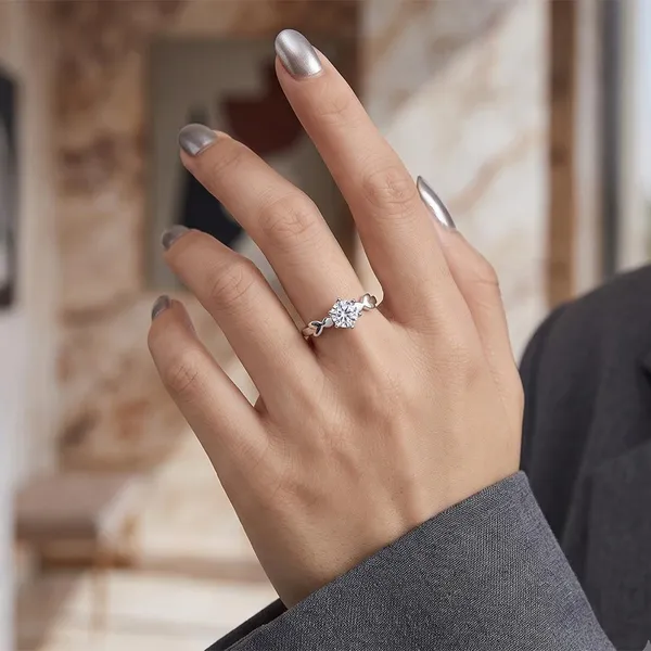 The99jewel_Silver_Plated_Cz_Solitaire_Adjustable_Ring_With_Box_Silver