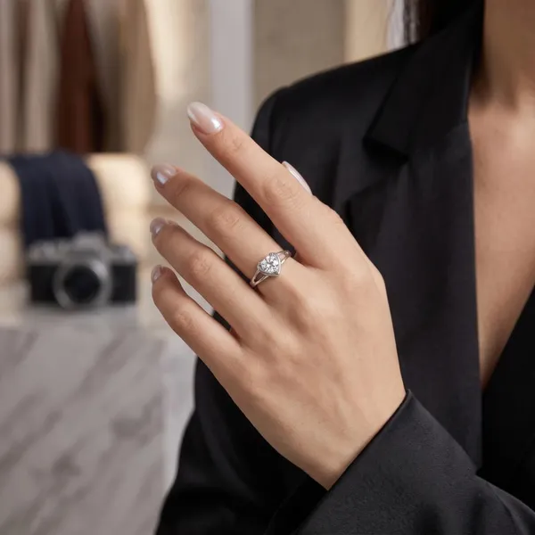 The99jewel_Silver_Plated_Cz_Solitaire_Adjustable_Ring_With_Box_Silver