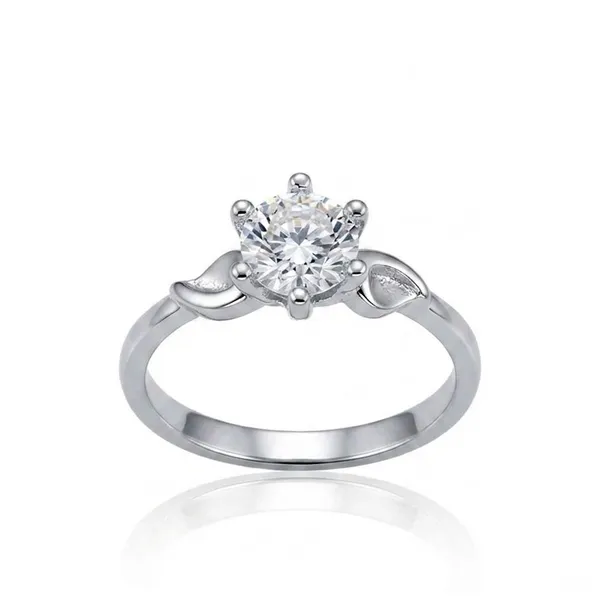 The99jewel_Silver_Plated_Cz_Solitaire_Adjustable_Ring_With_Box_Silver