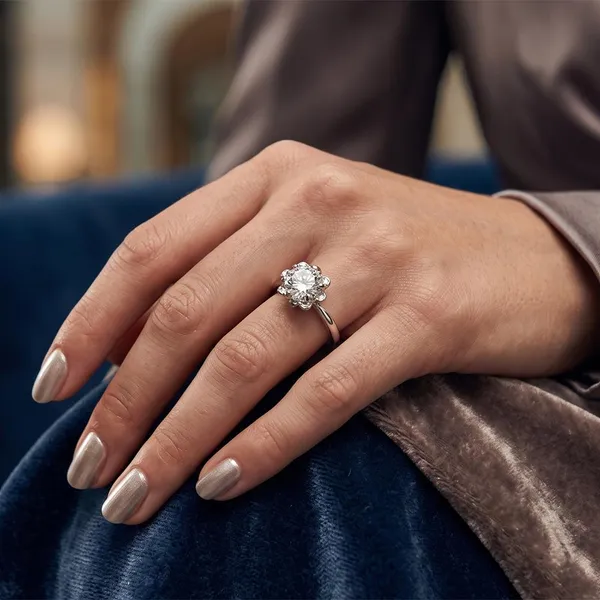 The99jewel_Silver_Plated_Cz_Solitaire_Adjustable_Ring_With_Box_Silver