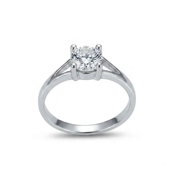 The99jewel_Silver_Plated_Cz_Solitaire_Adjustable_Ring_With_Box_Silver