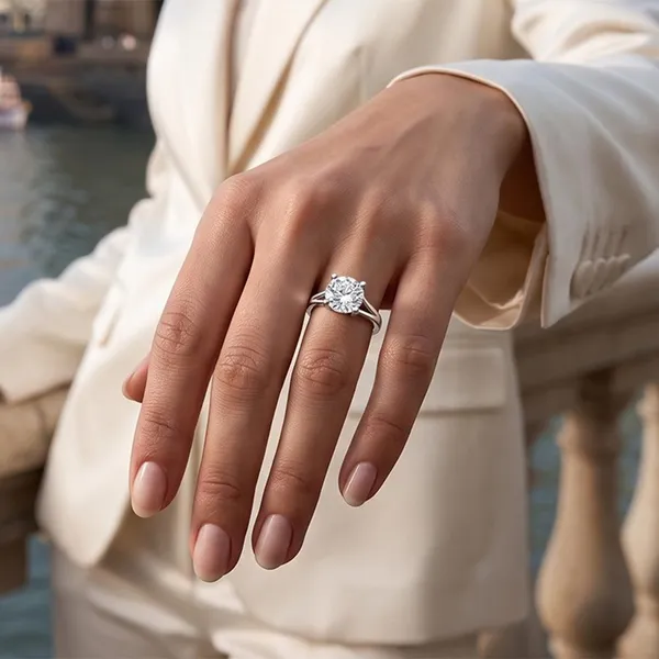 The99jewel_Silver_Plated_Cz_Solitaire_Adjustable_Ring_With_Box_Silver
