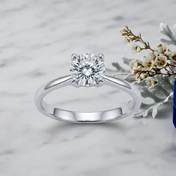The99jewel_Silver_Plated_Cz_Solitaire_Adjustable_Ring_With_Box_Silver