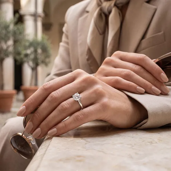The99jewel_Silver_Plated_Cz_Solitaire_Adjustable_Ring_With_Box_Silver