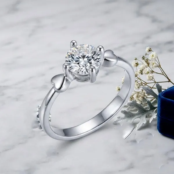 The99jewel_Silver_Plated_Cz_Solitaire_Adjustable_Ring_With_Box_Silver