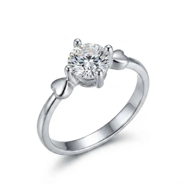 The99jewel_Silver_Plated_Cz_Solitaire_Adjustable_Ring_With_Box_Silver