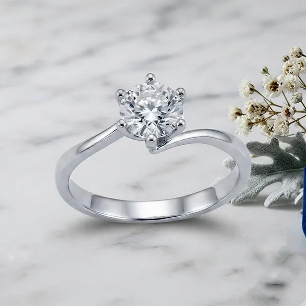 The99jewel_Silver_Plated_Cz_Solitaire_Adjustable_Ring_With_Box_Silver