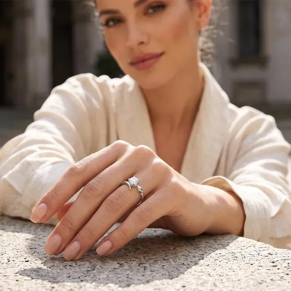 The99jewel_Silver_Plated_Cz_Solitaire_Adjustable_Ring_With_Box_Silver