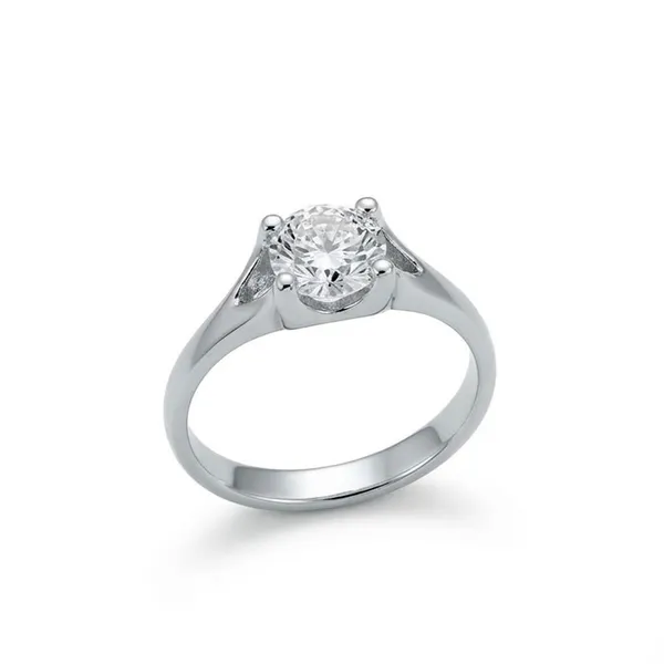 The99jewel_Silver_Plated_Cz_Solitaire_Adjustable_Ring_With_Box_Silver