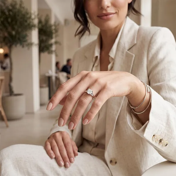 The99jewel_Silver_Plated_Cz_Solitaire_Adjustable_Ring_With_Box_Silver