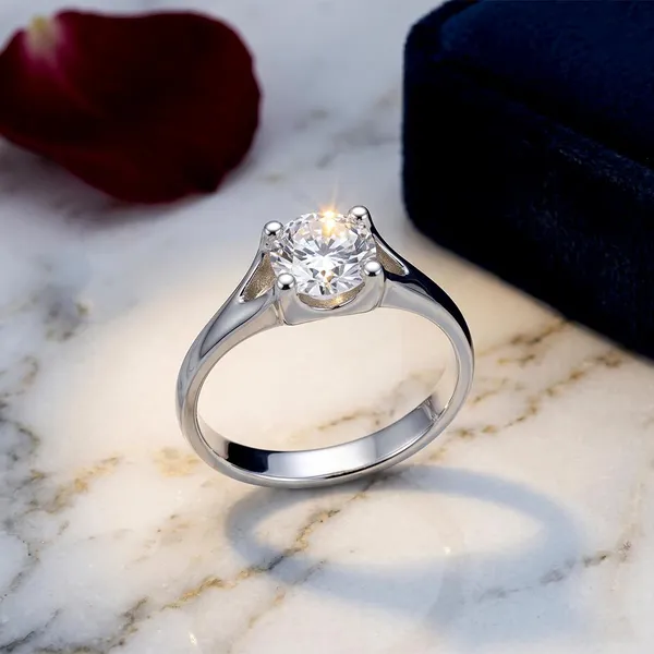 The99jewel_Silver_Plated_Cz_Solitaire_Adjustable_Ring_With_Box_Silver