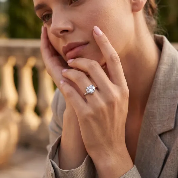 The99jewel_Silver_Plated_Cz_Solitaire_Adjustable_Ring_With_Box_Silver