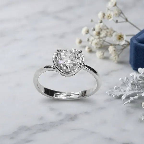 The99jewel_Silver_Plated_Cz_Solitaire_Adjustable_Ring_With_Box_Silver