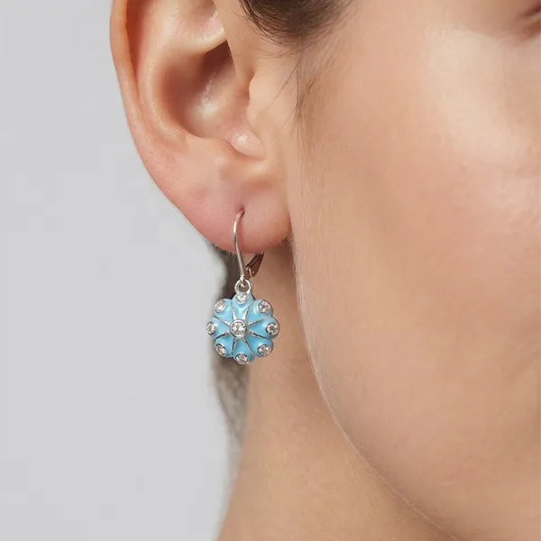 The99jewel_Elegant_Silver_Plated_Austrian_Stone_Floral_Shape_Hoop_Earrings_Light_Blue