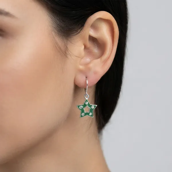 The99jewel_Premium_Silver_Plated_Austrian_Stone_Star_Shape_Hoop_Earrings_For_Women_Mint_Green