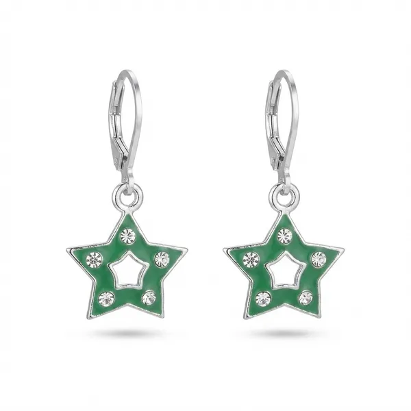 The99jewel_Premium_Silver_Plated_Austrian_Stone_Star_Shape_Hoop_Earrings_For_Women_Mint_Green