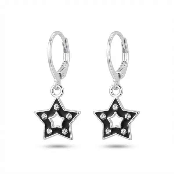 The99jewel_Premium_Silver_Plated_Austrian_Stone_Star_Shape_Hoop_Earrings_For_Women_Black