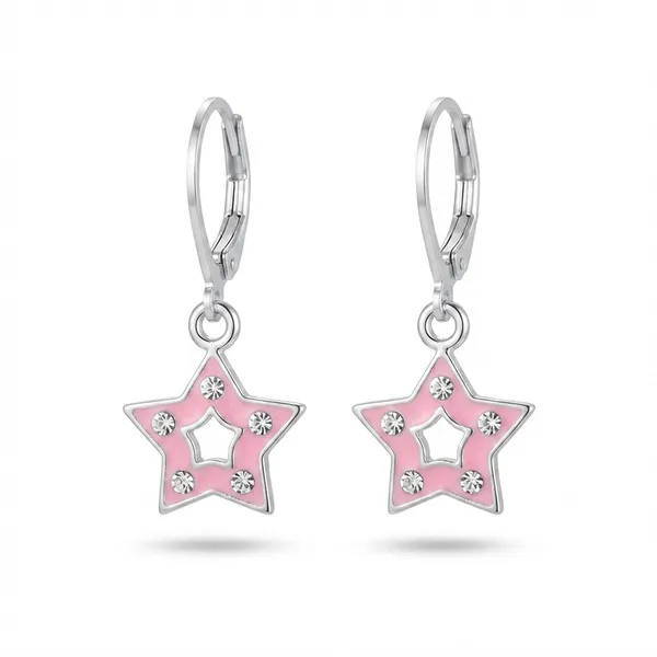 The99jewel_Premium_Silver_Plated_Austrian_Stone_Star_Shape_Hoop_Earrings_For_Women_Pink