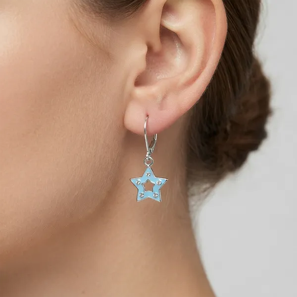 The99jewel_Premium_Silver_Plated_Austrian_Stone_Star_Shape_Hoop_Earrings_For_Women_Light_Blue