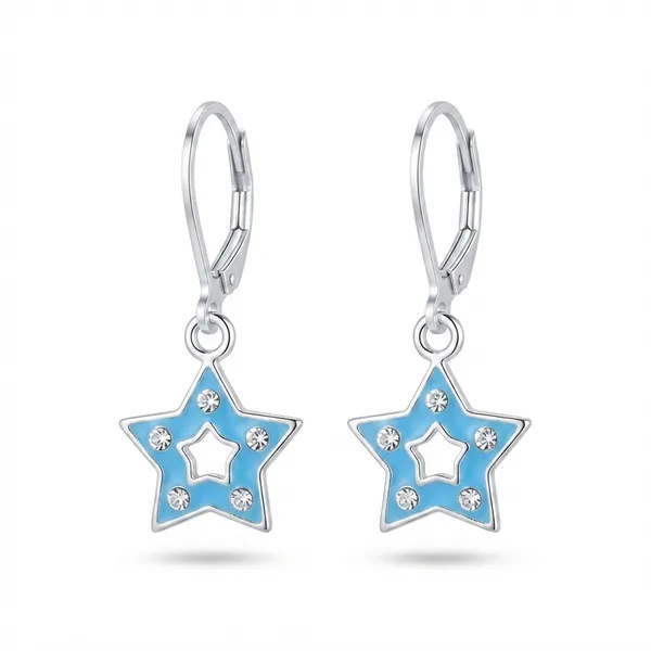 The99jewel_Premium_Silver_Plated_Austrian_Stone_Star_Shape_Hoop_Earrings_For_Women_Light_Blue