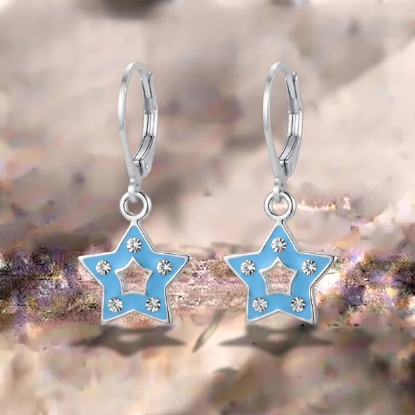 The99jewel_Premium_Silver_Plated_Austrian_Stone_Star_Shape_Hoop_Earrings_For_Women_Light_Blue