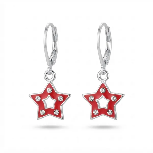 The99jewel_Premium_Silver_Plated_Austrian_Stone_Star_Shape_Hoop_Earrings_For_Women_Red