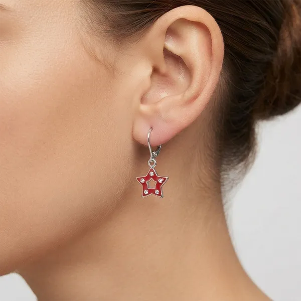 The99jewel_Premium_Silver_Plated_Austrian_Stone_Star_Shape_Hoop_Earrings_For_Women_Red
