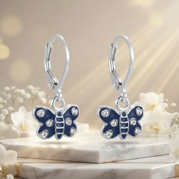 The99jewel_Trendy_Silver_Plated_Austrian_Stone_Butterfly_Shape_Hoop_Earrings_For_Women_Blue