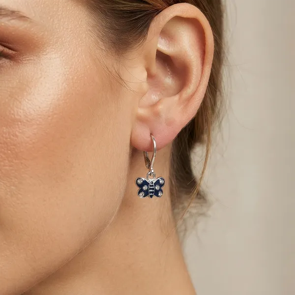 The99jewel_Trendy_Silver_Plated_Austrian_Stone_Butterfly_Shape_Hoop_Earrings_For_Women_Blue