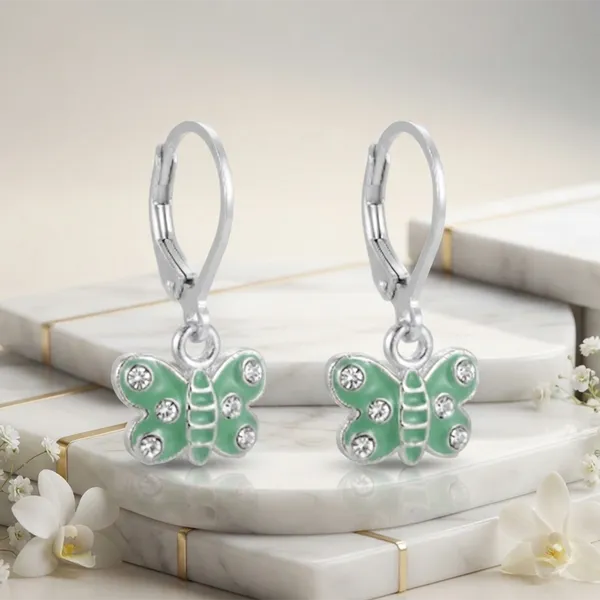 The99jewel_Trendy_Silver_Plated_Austrian_Stone_Butterfly_Shape_Hoop_Earrings_For_Women_Mint_Green