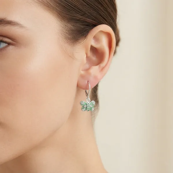 The99jewel_Trendy_Silver_Plated_Austrian_Stone_Butterfly_Shape_Hoop_Earrings_For_Women_Mint_Green