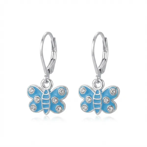 The99jewel_Trendy_Silver_Plated_Austrian_Stone_Butterfly_Shape_Hoop_Earrings_For_Women_Light_Blue