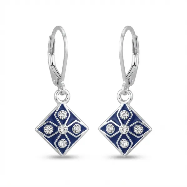 The99jewel_Stylish_Wear_Silver_Plated_Austrian_Stone_Square_Shape_Hoop_Earrings_Blue